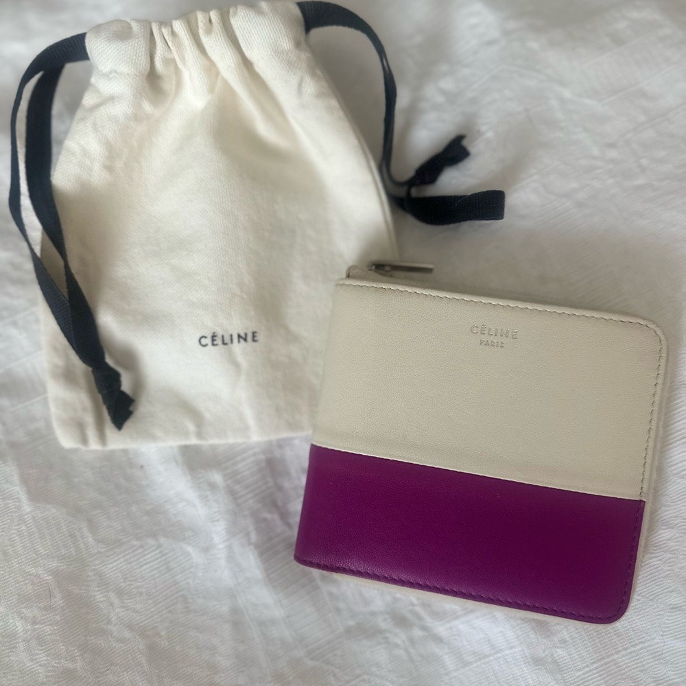 Celine Bicolor Cream and Purple Wallet